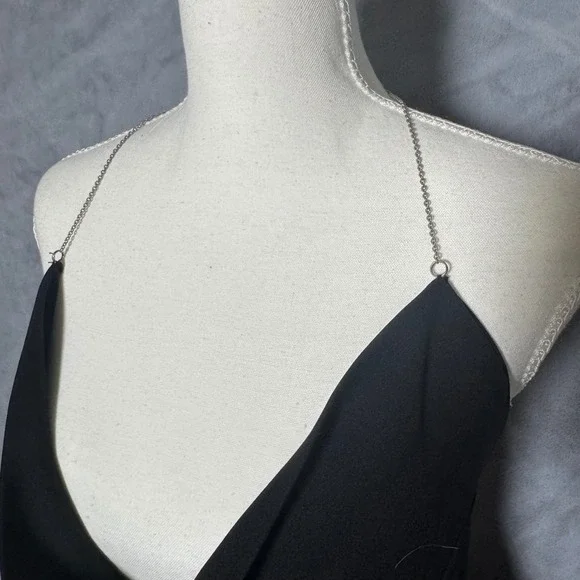 Fredericks of Hollywood Size 8 Black Slip Maxi Dress Backless Chain Whimsygoth - Picture 3 of 8